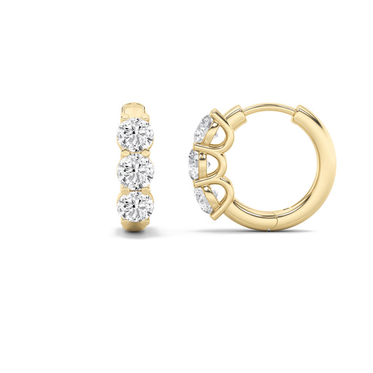 2CT 3-Stone Lab Grown Diamond Hoops - Brilliance Direct