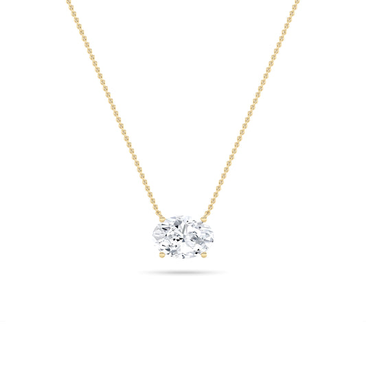 Oval Lab Grown Diamond Solitaire Pendant invisible Set - Brilliance Direct