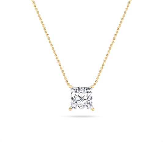 Princess Cut Lab Grown Diamond Solitaire Pendant invisible Set - Brilliance Direct