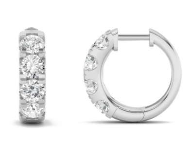 3CTW Lab Grown Diamonds 4-Stone Huggie Earrings - Brilliance Direct