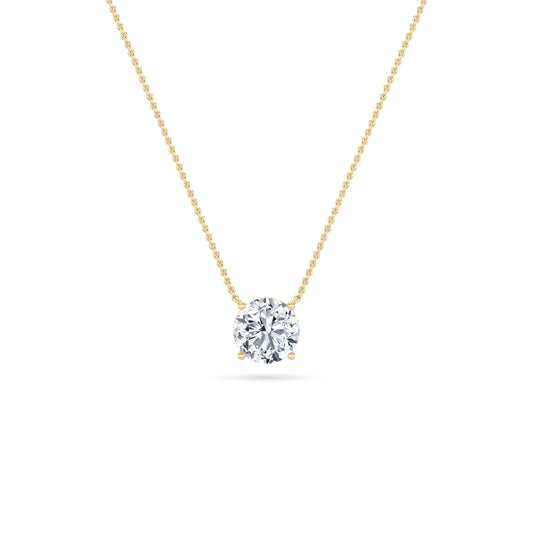 Round Lab Grown Diamond Solitaire Pendant invisible Set - Brilliance Direct