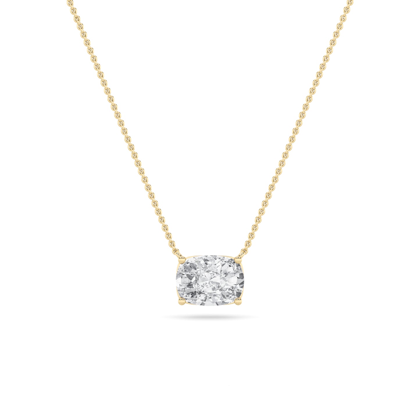 Elongated Cushion Lab Grown Diamond Solitaire Pendant invisible Set - Brilliance Direct