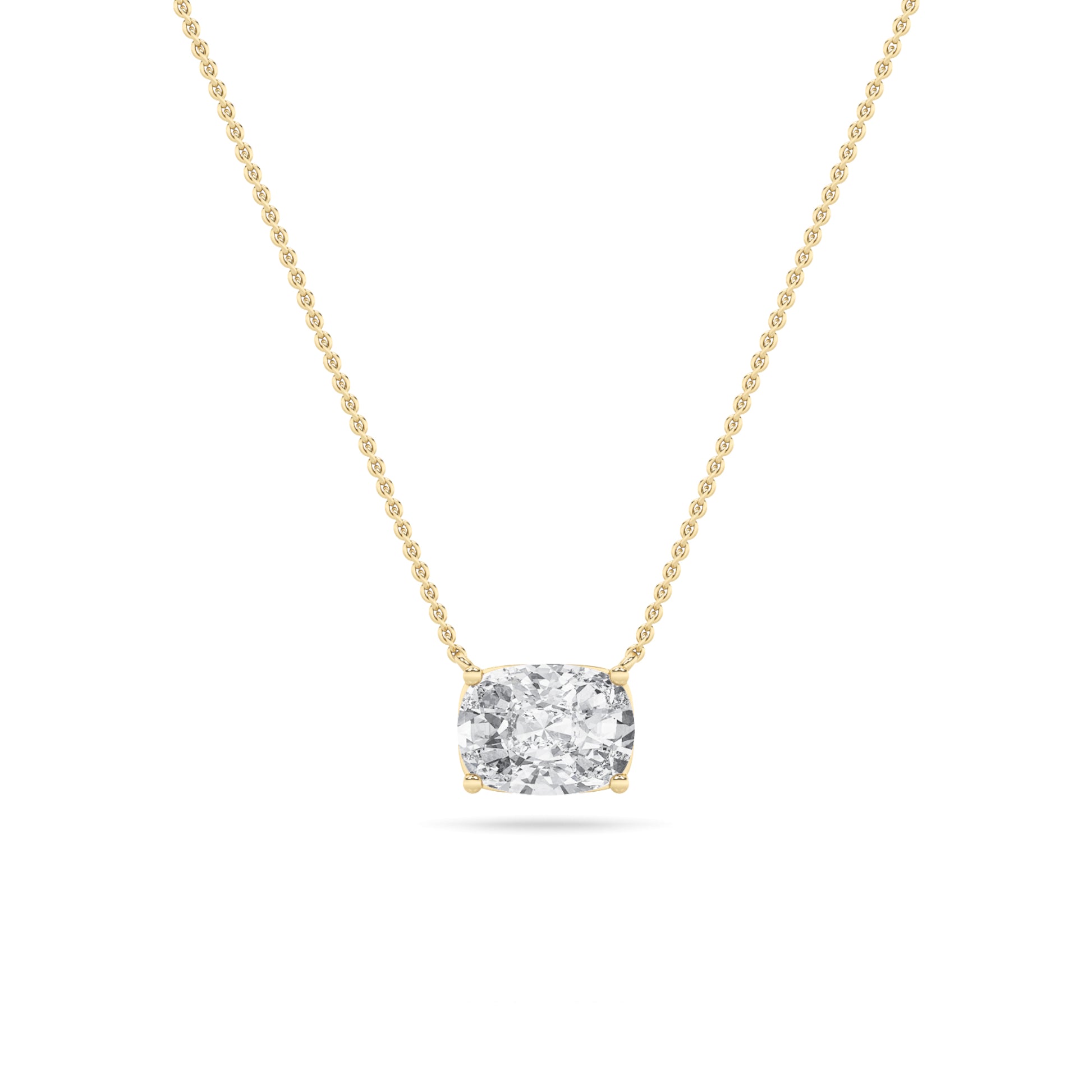 Elongated Cushion Lab Grown Diamond Solitaire Pendant invisible Set - Brilliance Direct