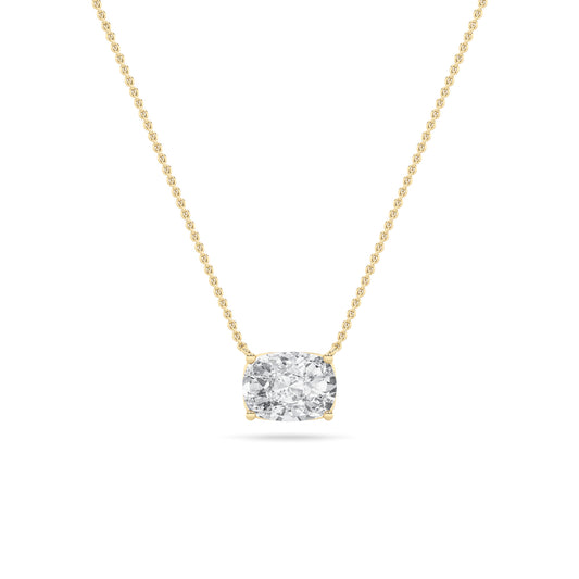 Elongated Cushion Lab Grown Diamond Solitaire Pendant invisible Set - Brilliance Direct