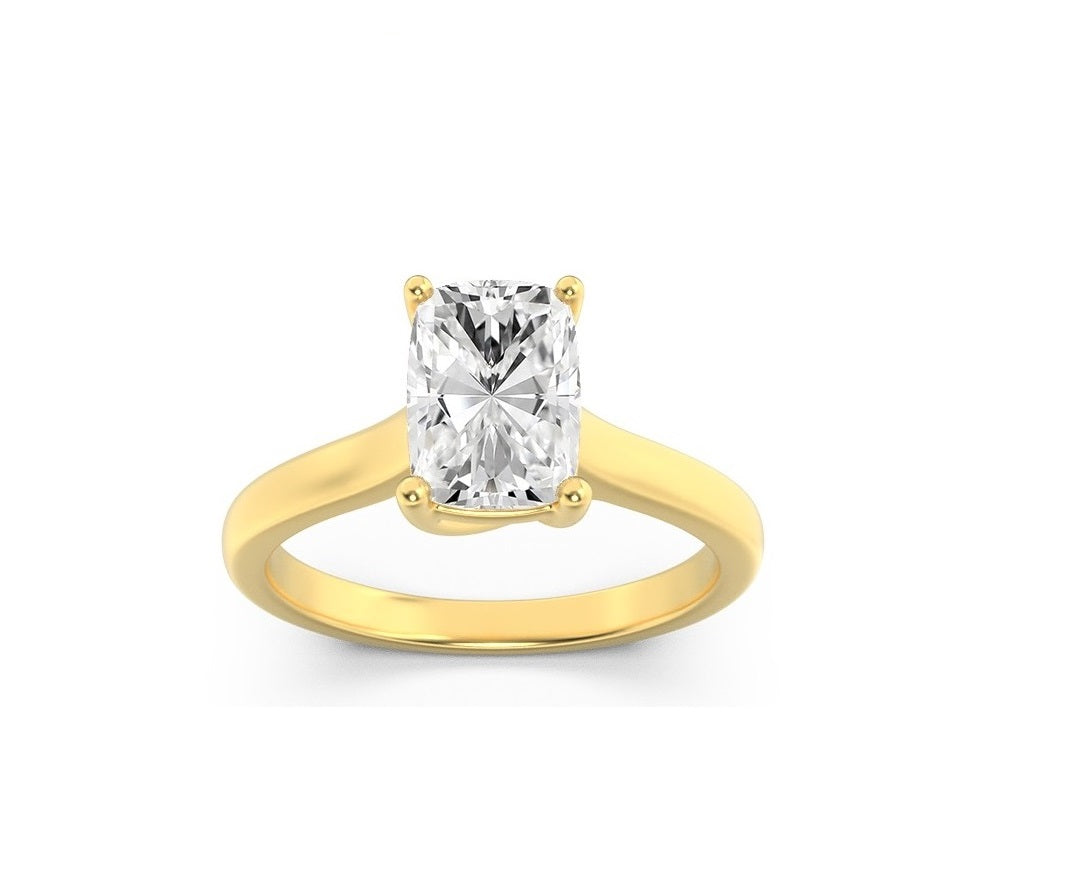 Plain Cathedral Cushion Solitaire Engagement Lab Grown Diamond Ring - Brilliance Direct