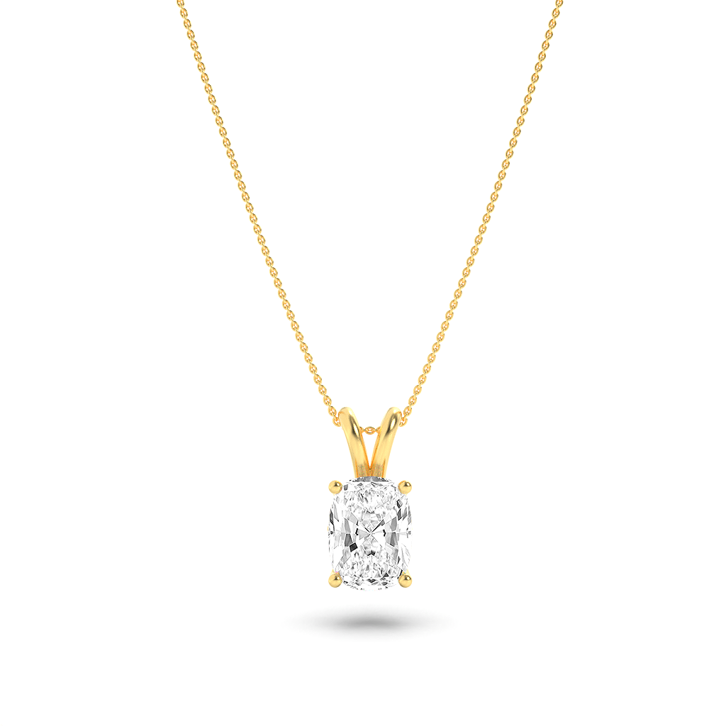 Cushion Lab Grown Diamond Solitaire Pendant Classic Set - Brilliance Direct