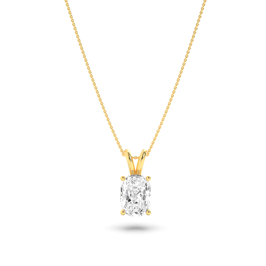 Cushion Lab Grown Diamond Solitaire Pendant Classic Set - Brilliance Direct