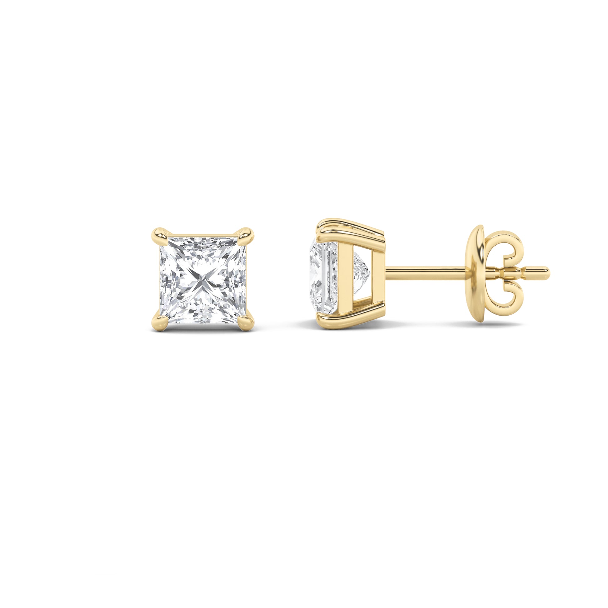 4 PRONG LAB GROWN PRINCESS CUT DIAMOND STUDS - Brilliance Direct