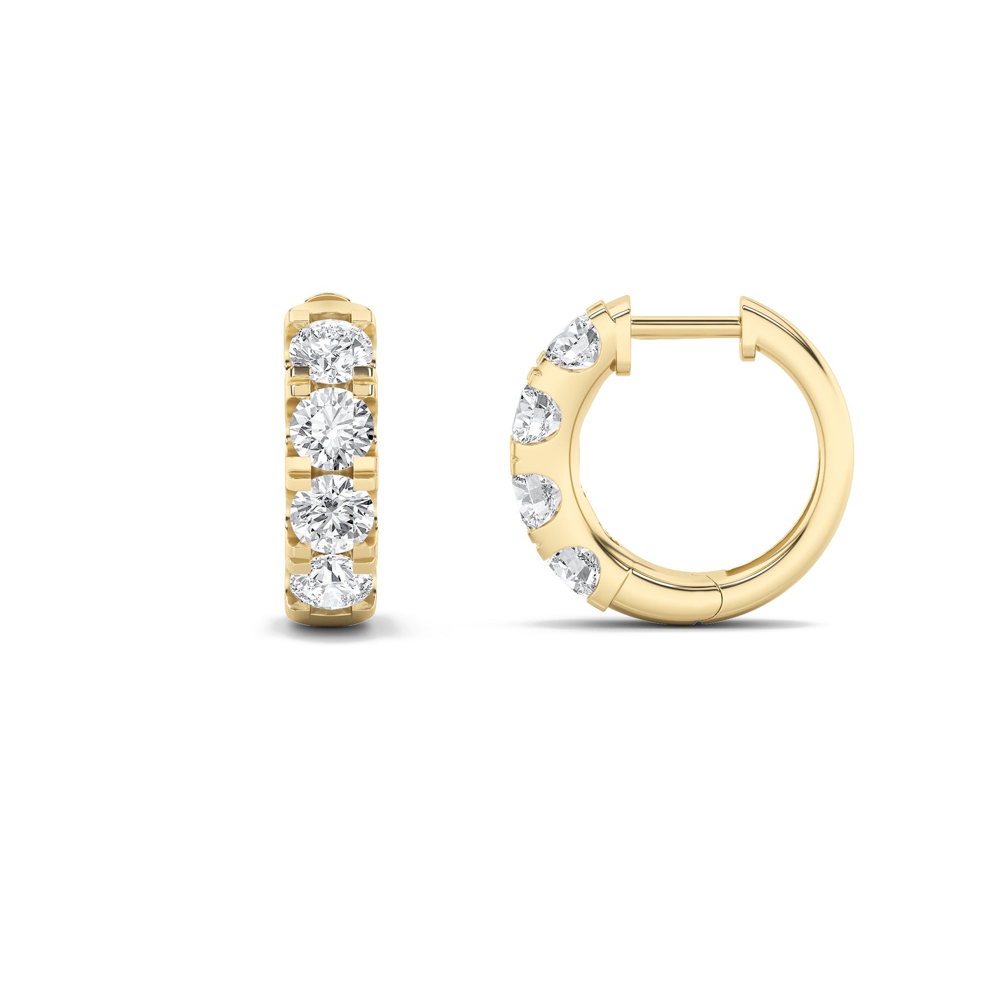 3CTW Lab Grown Diamonds 4-Stone Huggie Earrings - Brilliance Direct