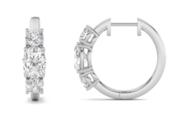 Big Oval Lab Grown Diamond Huggie Earrings - Brilliance Direct