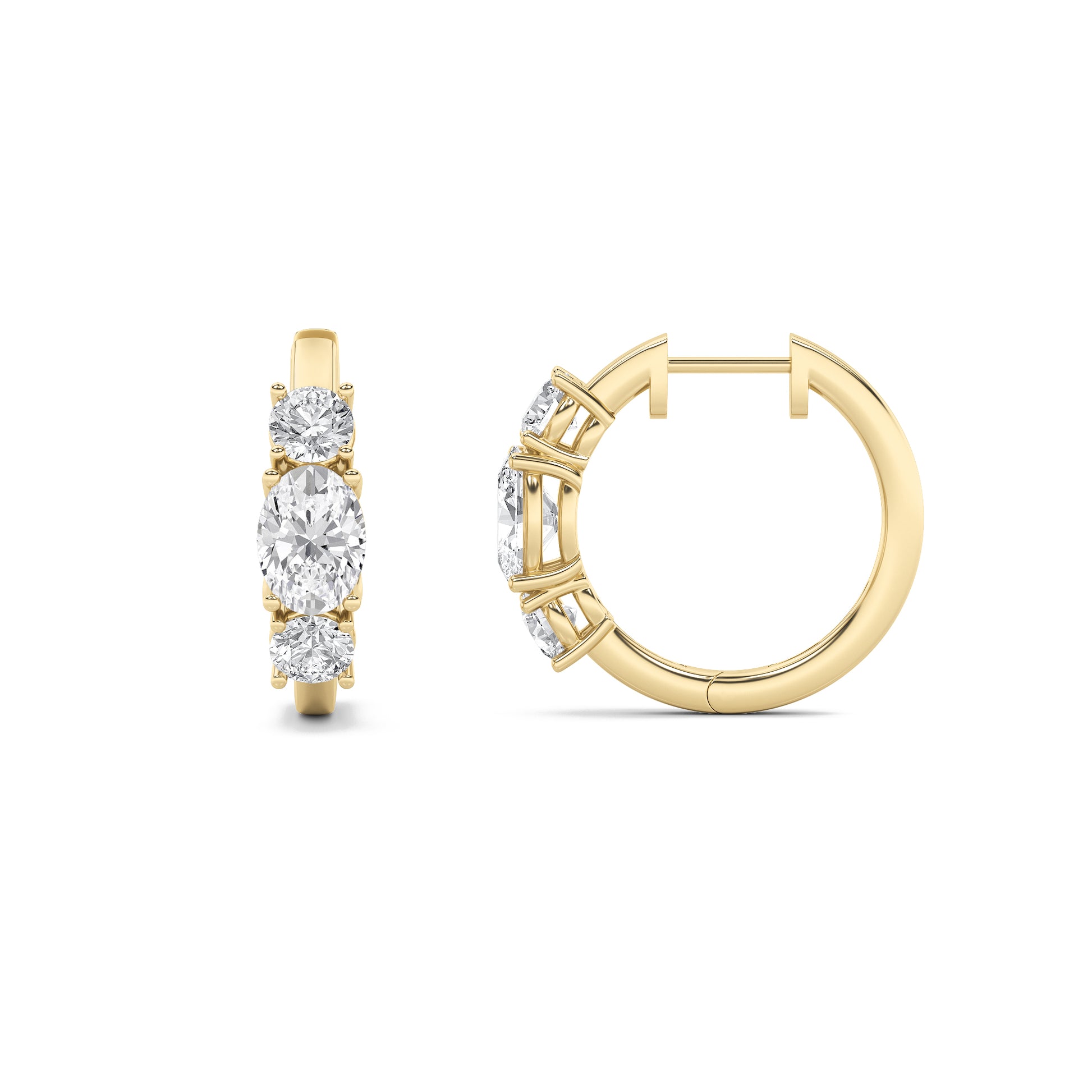 Big Oval Lab Grown Diamond Huggie Earrings - Brilliance Direct