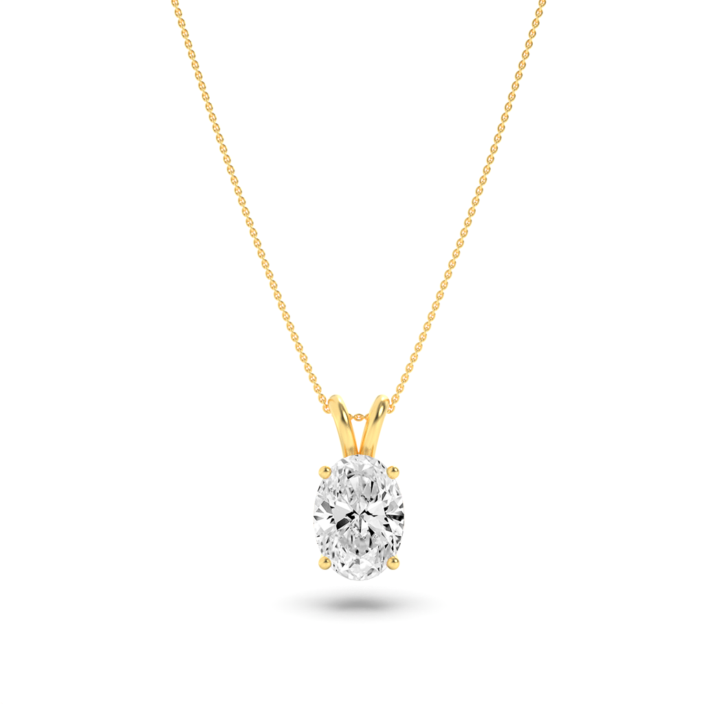 Oval Lab Grown Diamond Solitaire Pendant Classic Set - Brilliance Direct