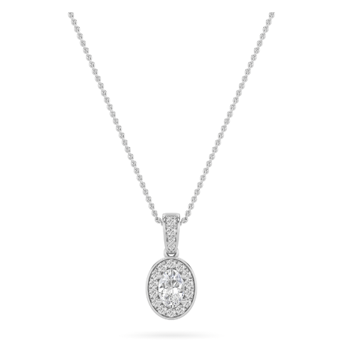 LAB GROWN DIAMOND OVAL HALO PENDANT - Brilliance Direct