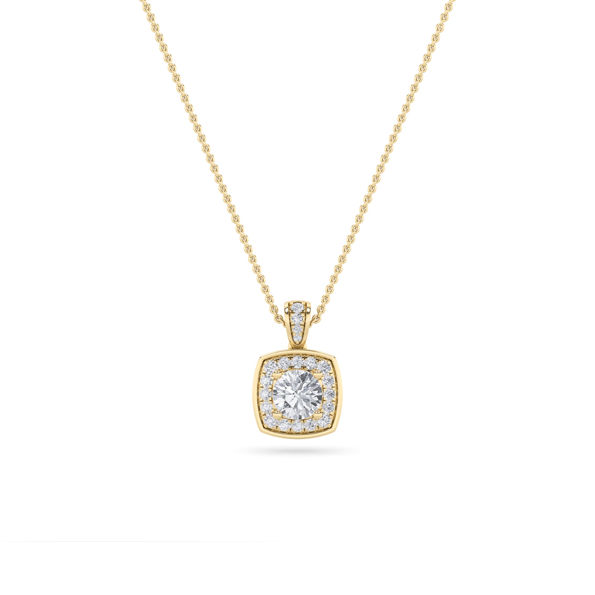 LAB GROWN SQUARE DIAMOND HALO PENDANT - Brilliance Direct