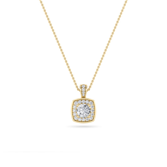 LAB GROWN SQUARE DIAMOND HALO PENDANT - Brilliance Direct