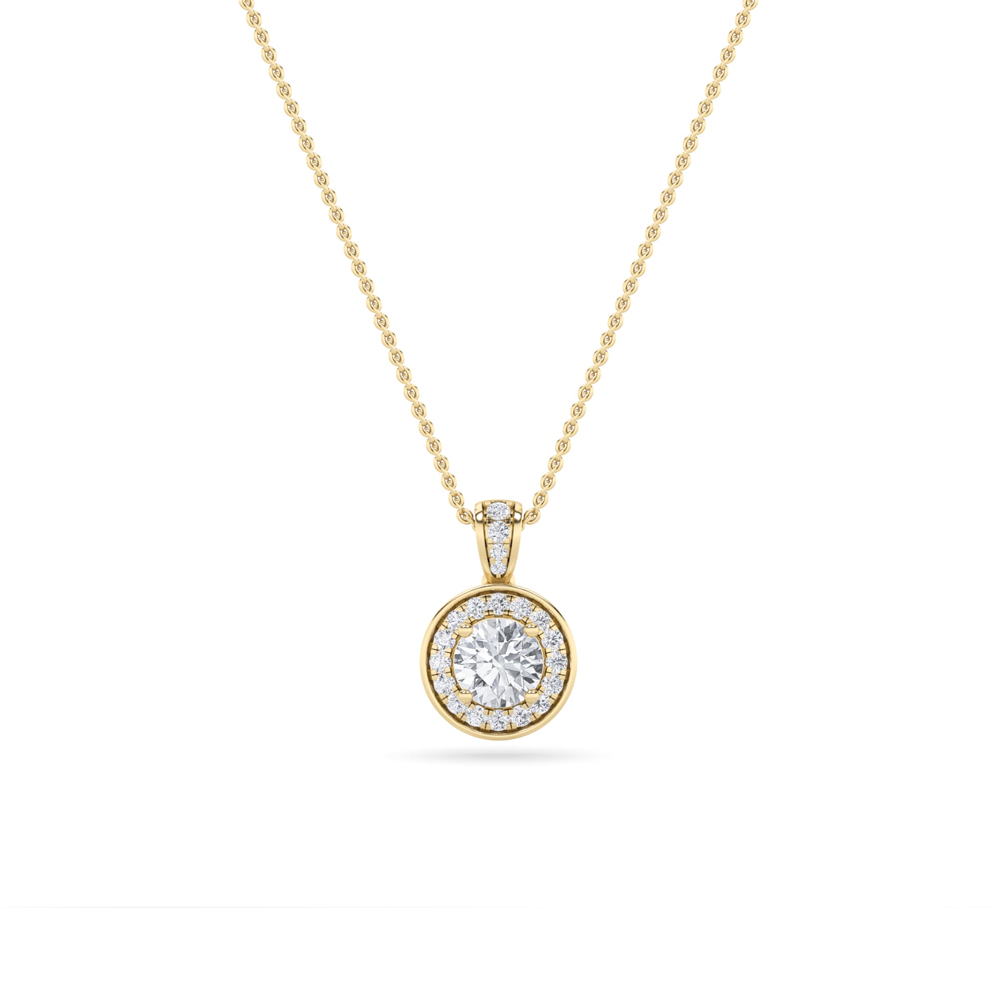 LAB GROWN ROUND DIAMOND HALO PENDANT - Brilliance Direct