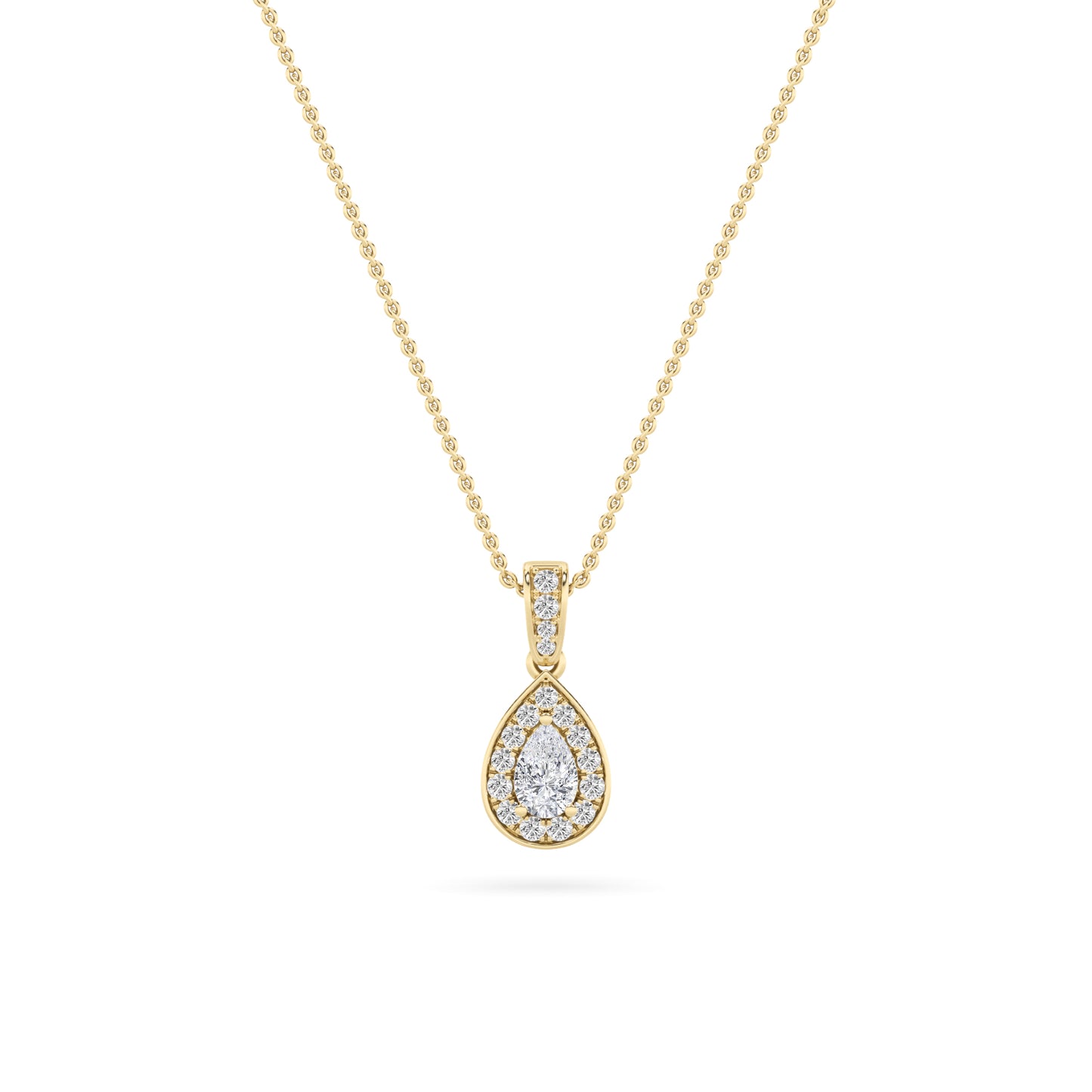 LAB GROWN PEAR SHAPED DIAMOND HALO PENDANT - Brilliance Direct