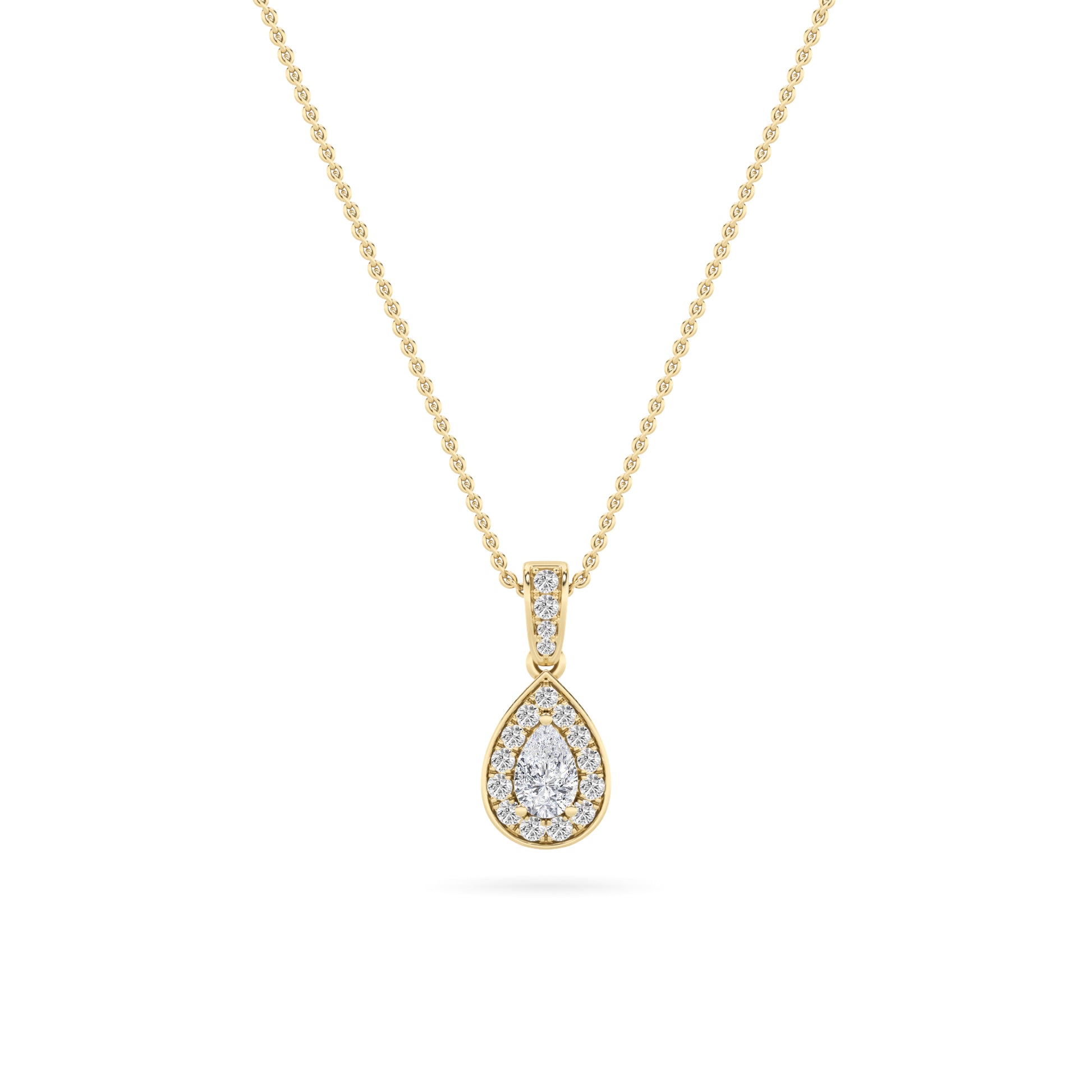 LAB GROWN PEAR SHAPED DIAMOND HALO PENDANT - Brilliance Direct