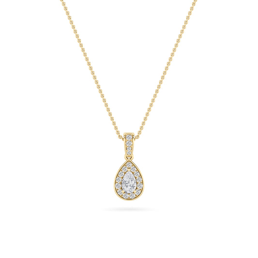 LAB GROWN PEAR SHAPED DIAMOND HALO PENDANT - Brilliance Direct