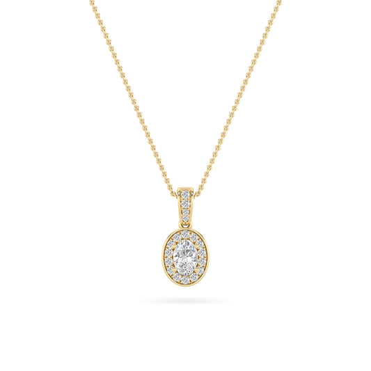 LAB GROWN DIAMOND OVAL HALO PENDANT - Brilliance Direct