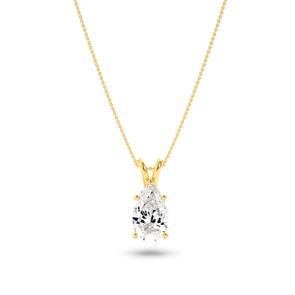 Pear Shape Lab Grown Diamond Solitaire Pendant Classic Set - Brilliance Direct