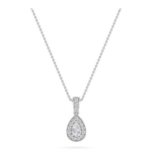 LAB GROWN PEAR SHAPED DIAMOND HALO PENDANT - Brilliance Direct