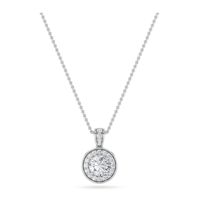 LAB GROWN ROUND DIAMOND HALO PENDANT - Brilliance Direct