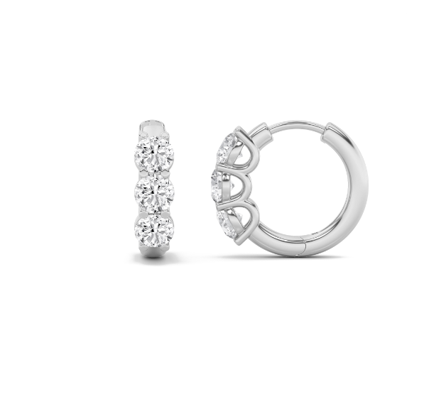 2CT 3-Stone Lab Grown Diamond Hoops - Brilliance Direct