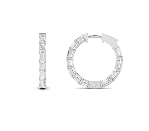 4CT Inside Out Emerald Lab Grown Diamond Hoops - Brilliance Direct