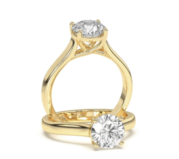 Plain Cathedral Oval Solitaire Engagement Lab Grown Diamond Ring - Brilliance Direct