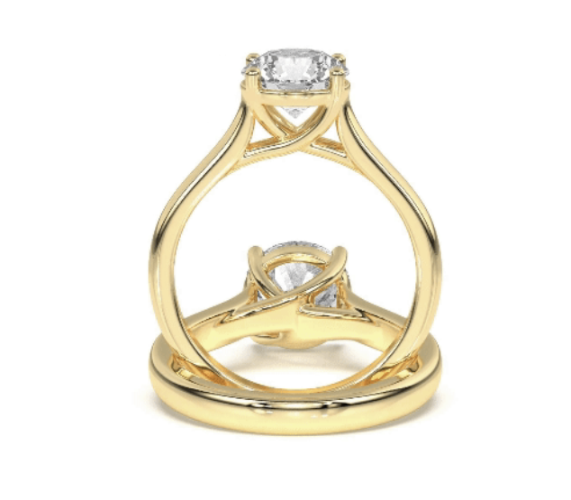 Plain Cathedral Oval Solitaire Engagement Lab Grown Diamond Ring - Brilliance Direct