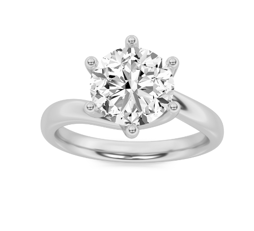 6  Prong Bypass Shank Round Lab Grown Diamond Solitaire Engament Ring - Brilliance Direct