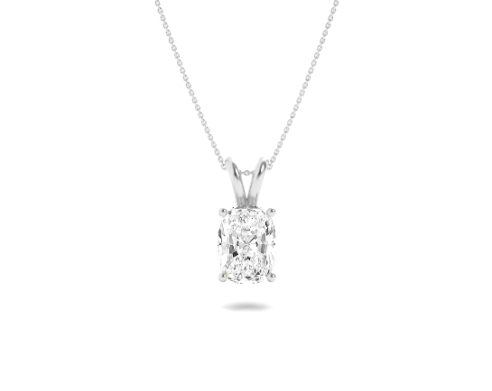 Cushion Lab Grown Diamond Solitaire Pendant Classic Set - Brilliance Direct