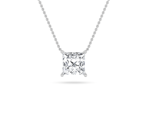 Princess Cut Lab Grown Diamond Solitaire Pendant invisible Set - Brilliance Direct