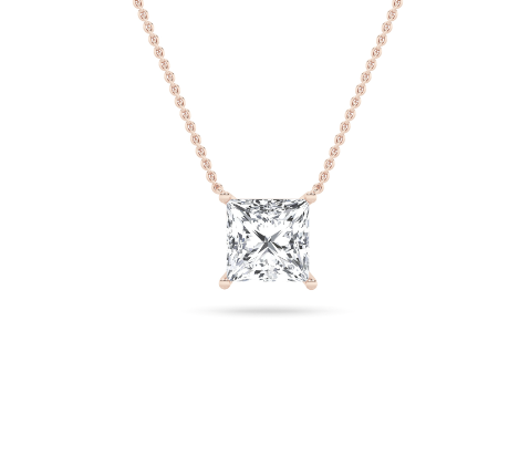 Princess Cut Lab Grown Diamond Solitaire Pendant invisible Set - Brilliance Direct