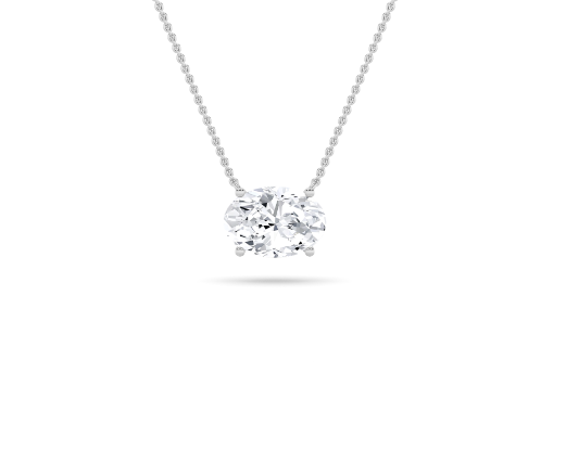 Oval Lab Grown Diamond Solitaire Pendant invisible Set - Brilliance Direct