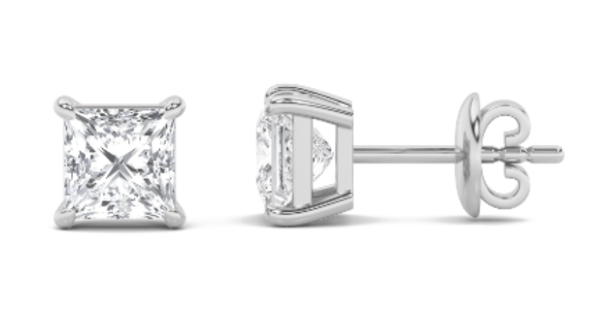 4 PRONG LAB GROWN PRINCESS CUT DIAMOND STUDS - Brilliance Direct