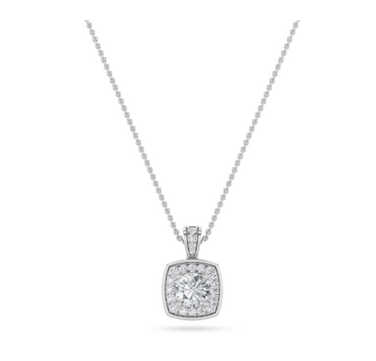 LAB GROWN SQUARE DIAMOND HALO PENDANT - Brilliance Direct