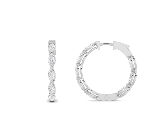 4CT Inside Out Hoop Marquise Lab Grown - Brilliance Direct