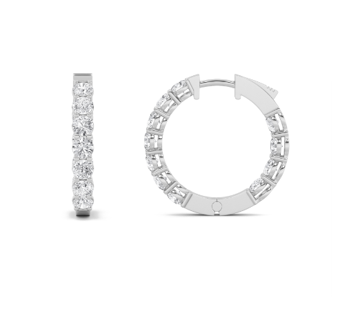 4CT Inside Out Round Lab Grown Diamond Hoops - Brilliance Direct