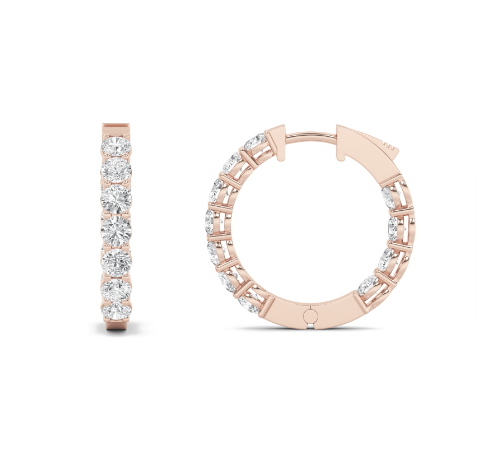 4CT Inside Out Round Lab Grown Diamond Hoops - Brilliance Direct