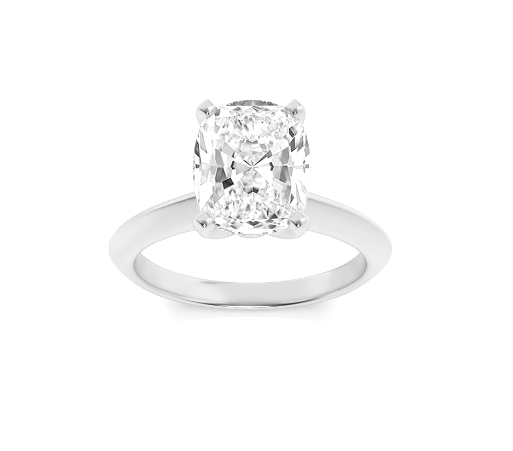 Knife Edge Shank Elongated Cushion Solitaire Engagement Lab Grown Diamond Ring - Brilliance Direct