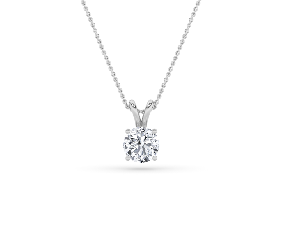 Round Lab Grown Diamond Solitaire Pendant Classic Set - Brilliance Direct