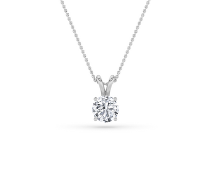 Round Lab Grown Diamond Solitaire Pendant Classic Set - Brilliance Direct