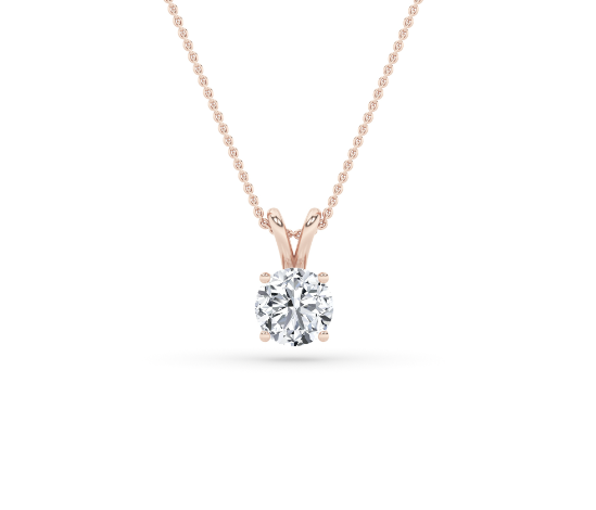 Round Lab Grown Diamond Solitaire Pendant Classic Set - Brilliance Direct