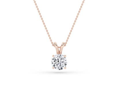 Round Lab Grown Diamond Solitaire Pendant Classic Set - Brilliance Direct