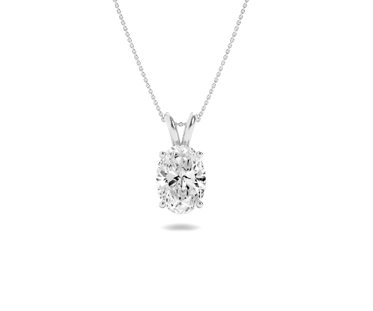 Oval Lab Grown Diamond Solitaire Pendant Classic Set - Brilliance Direct