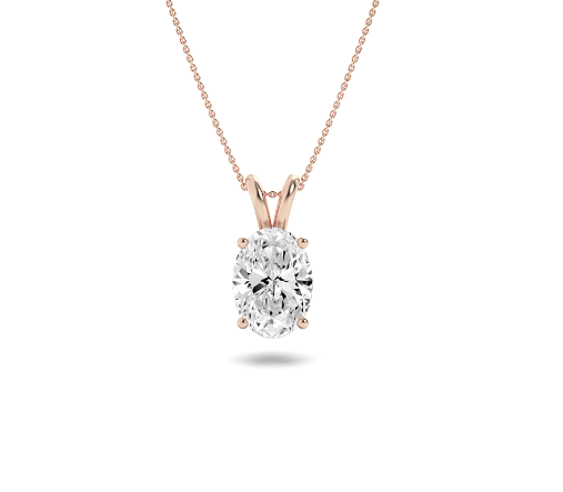 Oval Lab Grown Diamond Solitaire Pendant Classic Set - Brilliance Direct