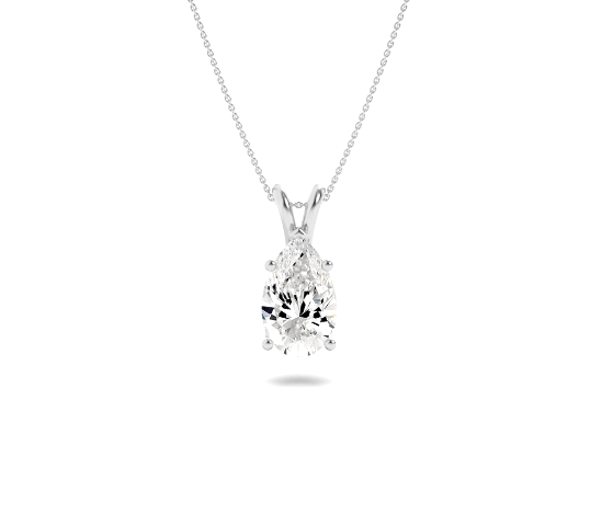 Pear Shape Lab Grown Diamond Solitaire Pendant Classic Set - Brilliance Direct