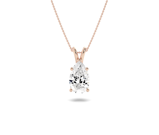 Pear Shape Lab Grown Diamond Solitaire Pendant Classic Set - Brilliance Direct